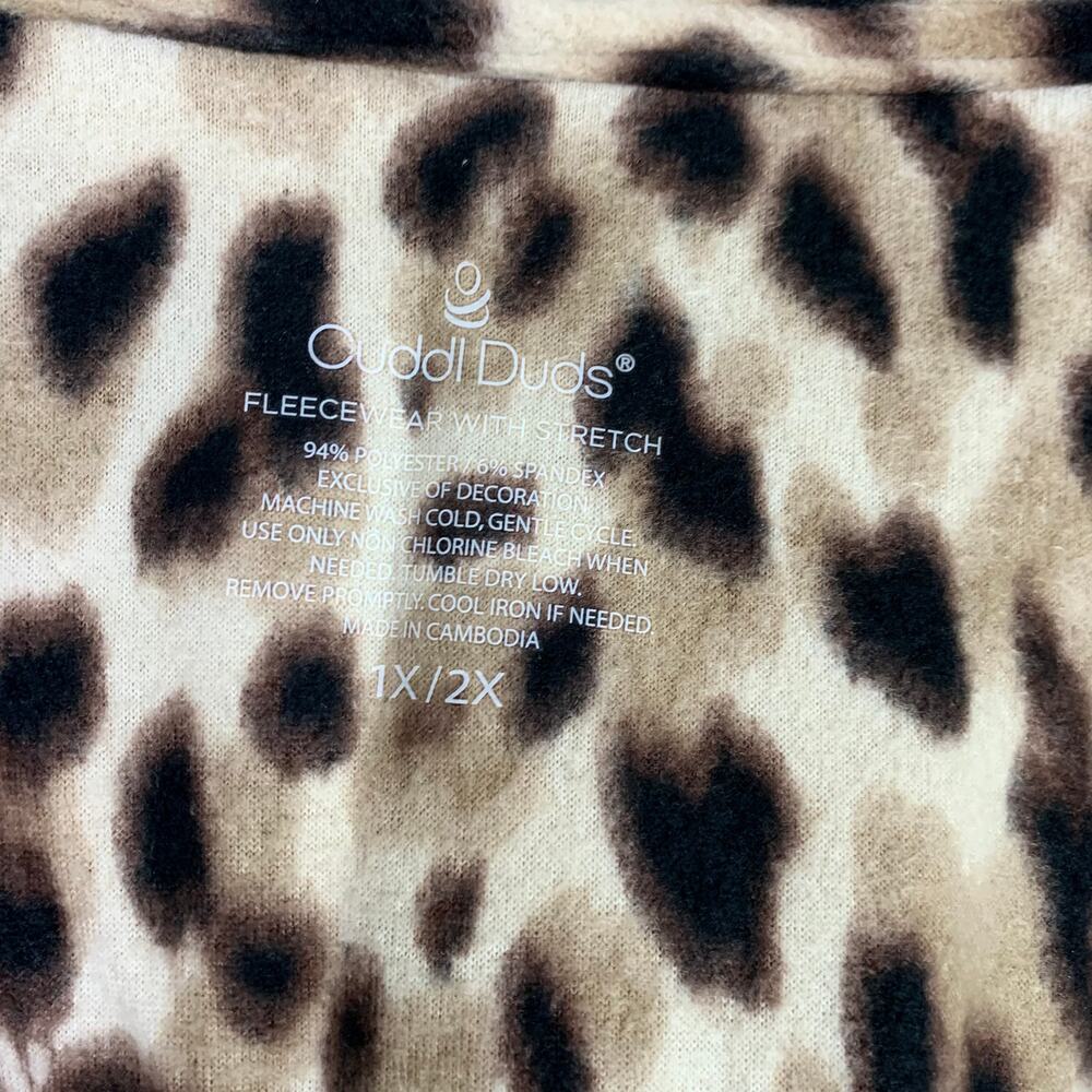 Cuddl Dudds Cardigan Sweater 1x 2x Fleecewear Animal Print Warm Layer Thumbhole - Picture 5 of 10